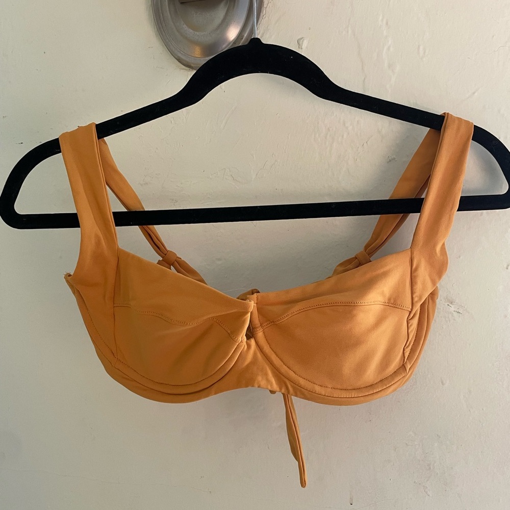 Mustard Yellow Vintage Fitted Bikini with Tie Detail and Wide Straps